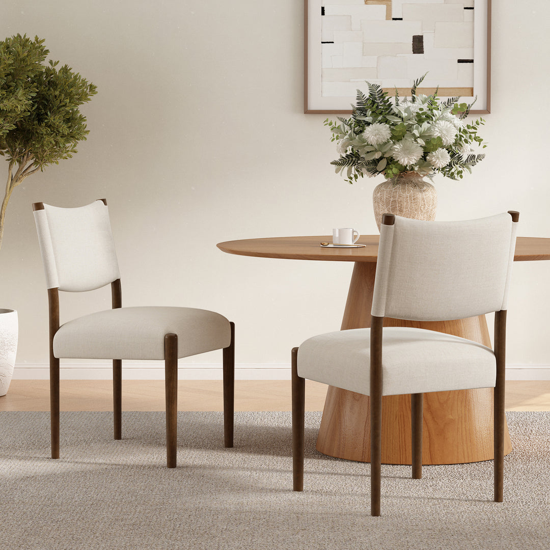 Cushioned Rubberwood Dining Chair – Walnut (Set of 2)