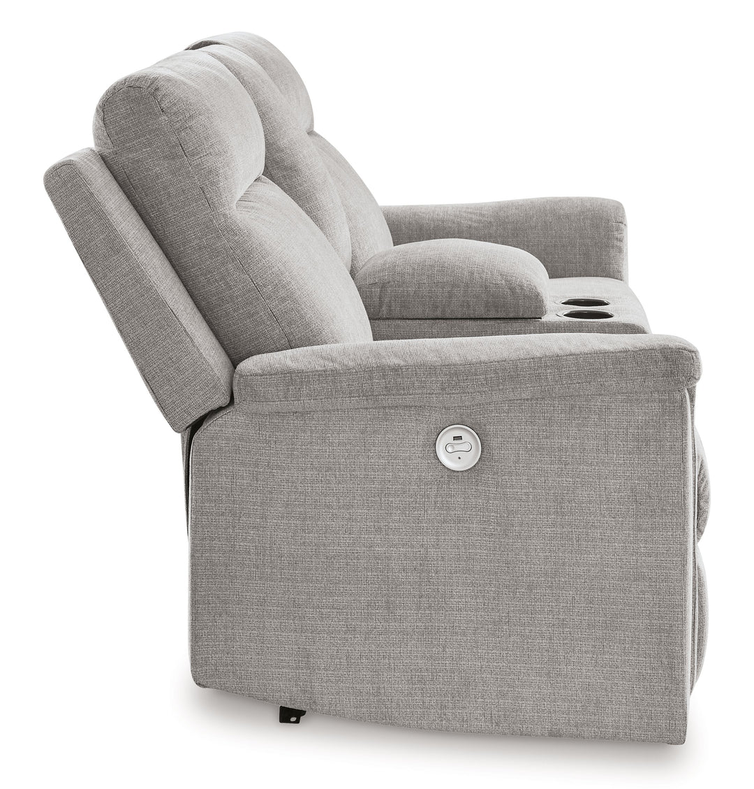 Barnsana - Dbl Power Reclining Loveseat with Console - Ash