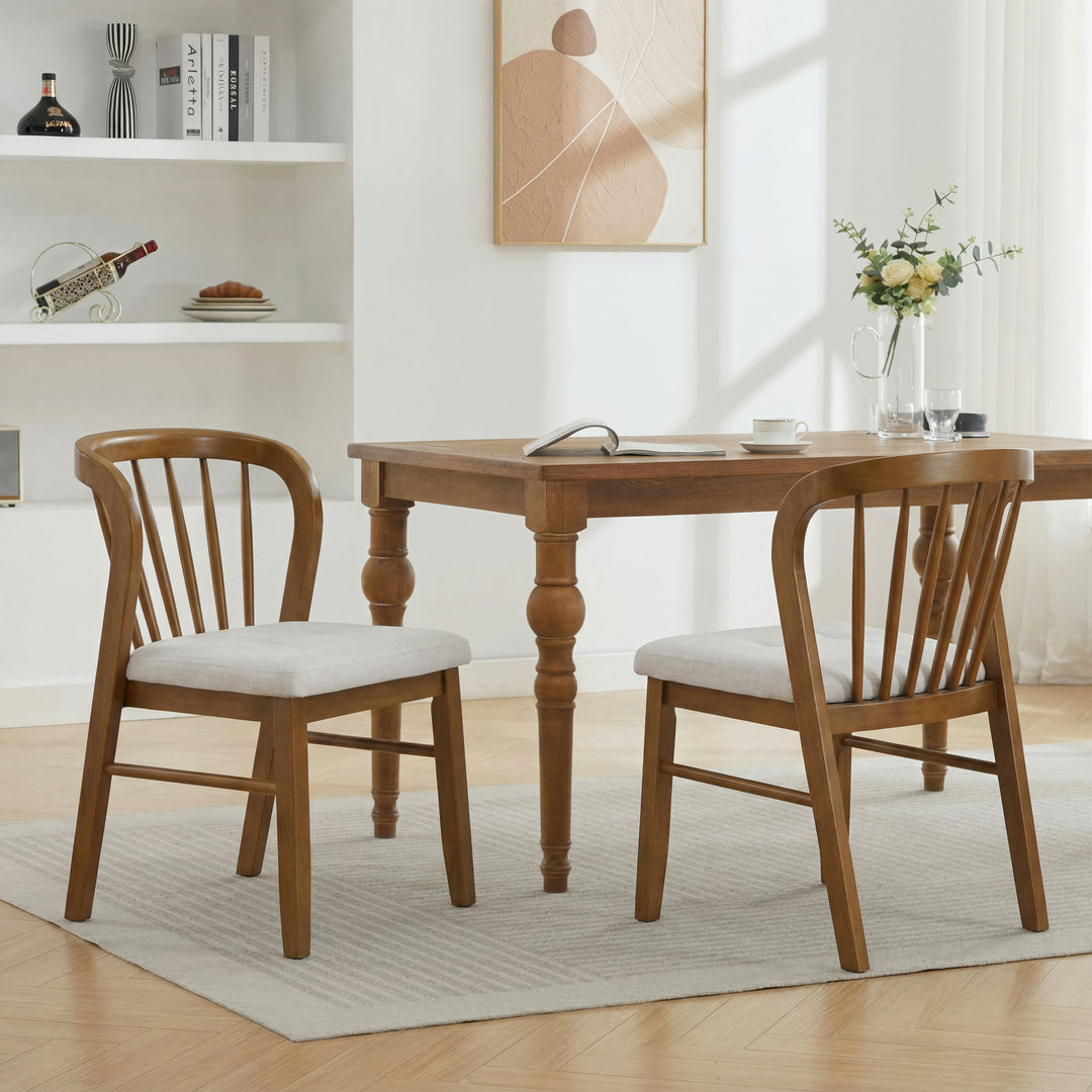 Windsor Rubberwood Dining Chair – Walnut (Set of 2)