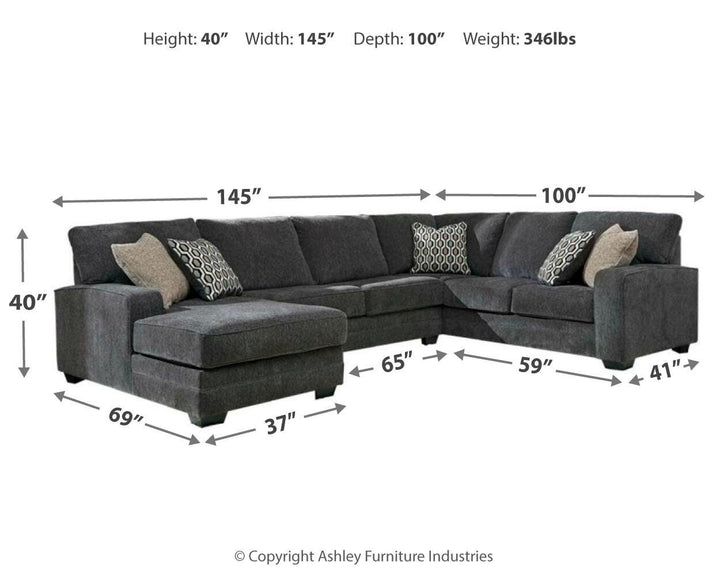 Tracling 3-Piece Sectional with Chaise - Slate (4)