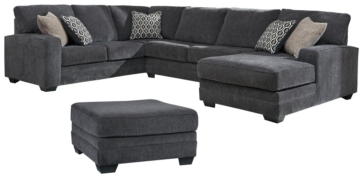 Tracling 3-Piece Sectional with Ottoman - Slate (1)