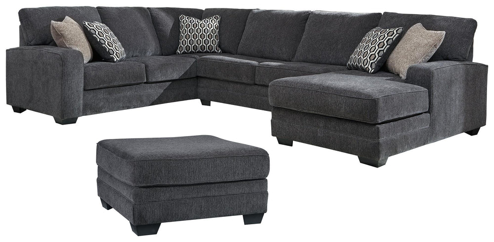 Tracling 3-Piece Sectional with Ottoman - Slate (1)