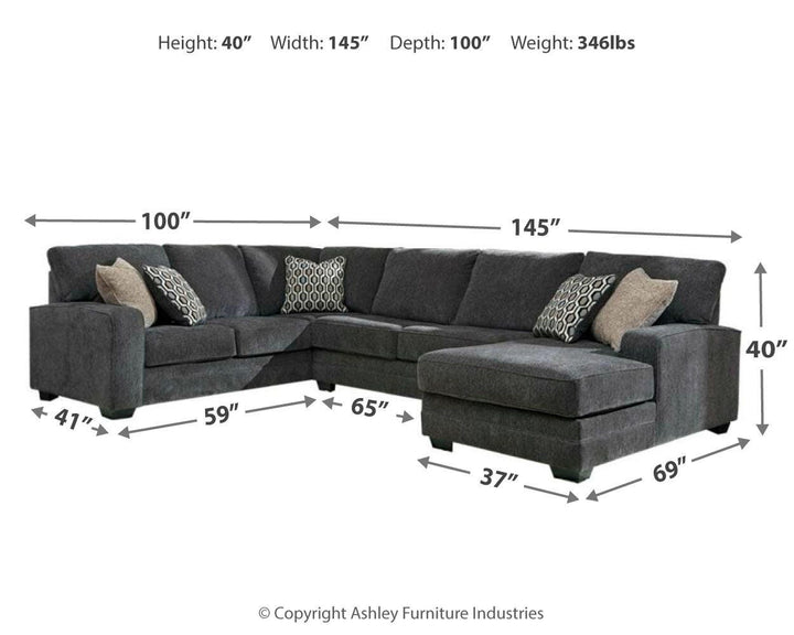 Tracling 3-Piece Sectional with Ottoman - Slate (7)