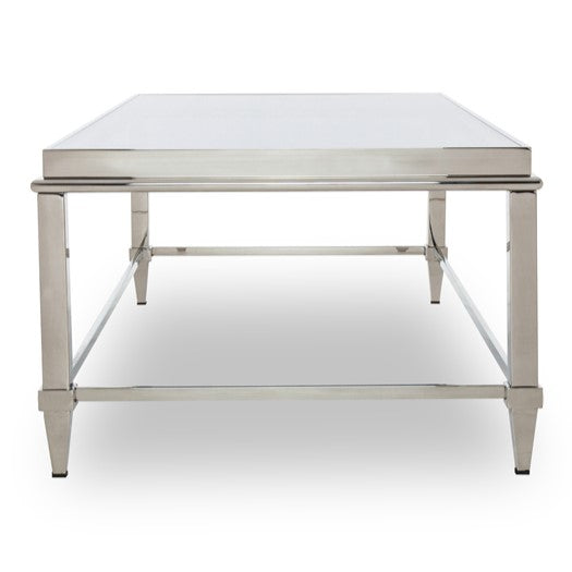 Agar Modern Glass &amp; Stainless Steel Coffee Table