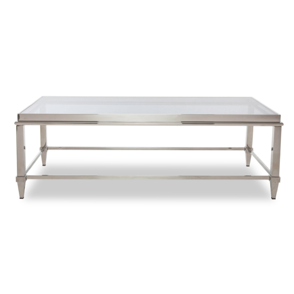 Agar Modern Glass &amp; Stainless Steel Coffee Table
