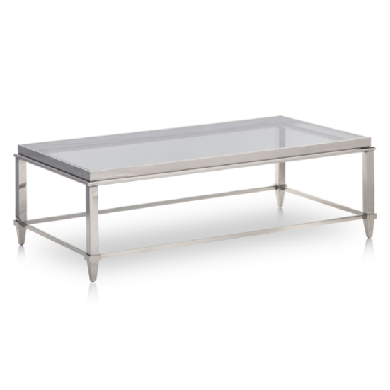 Agar Modern Glass &amp; Stainless Steel Coffee Table