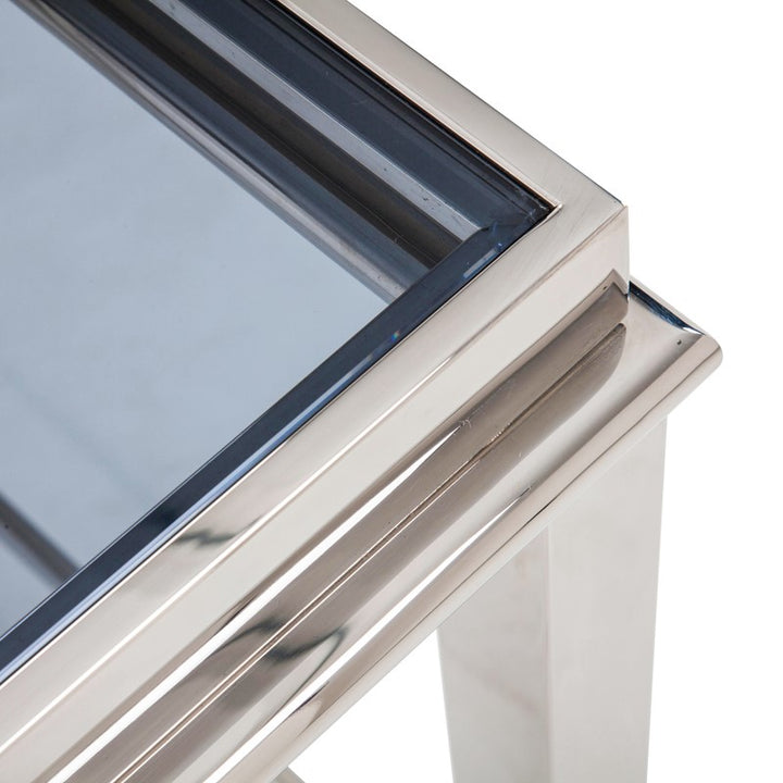 Agar Modern Glass &amp; Stainless Steel Coffee Table