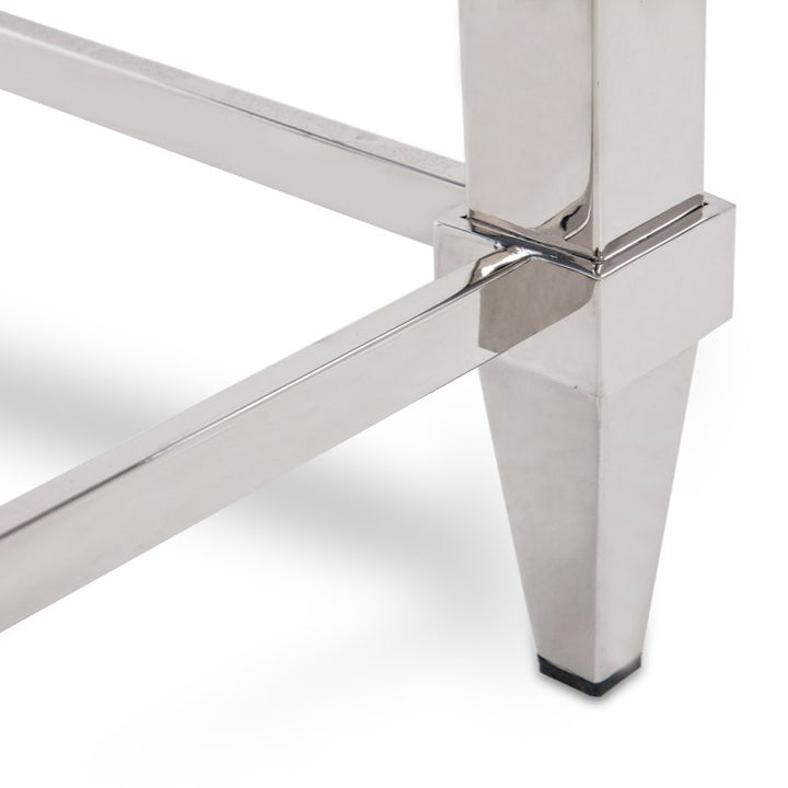 Agar Modern Glass &amp; Stainless Steel Coffee Table