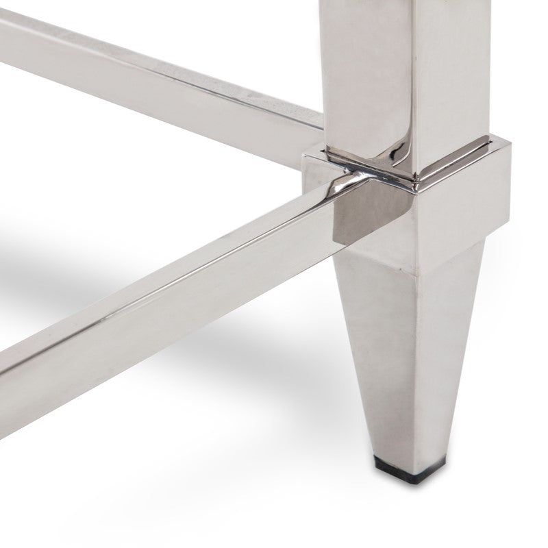 Agar Modern Glass & Stainless Steel Coffee Table - View 5