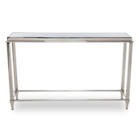 Agar Modern Glass &amp; Stainless Steel Console Table
