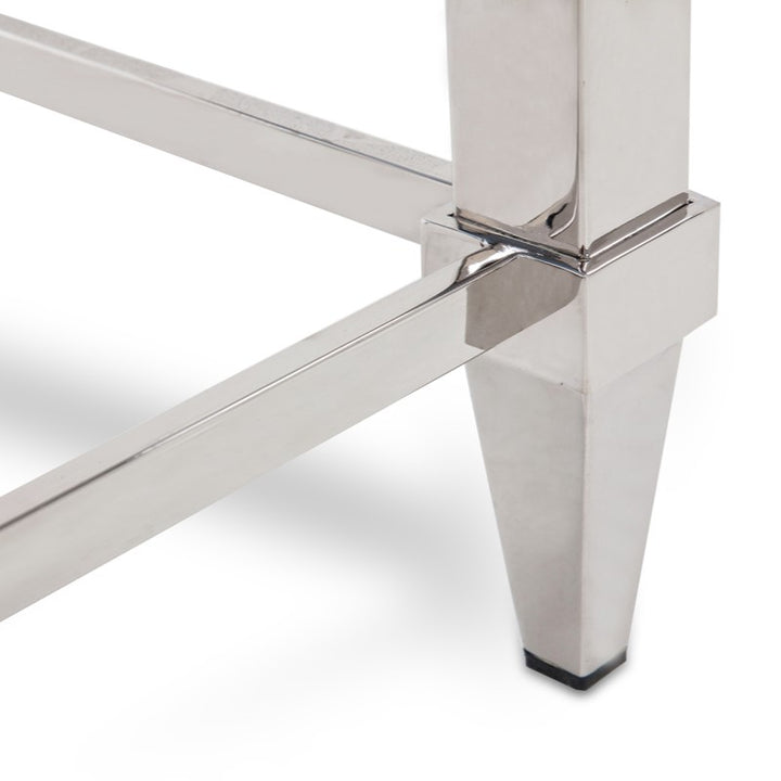 Agar Modern Glass &amp; Stainless Steel Console Table