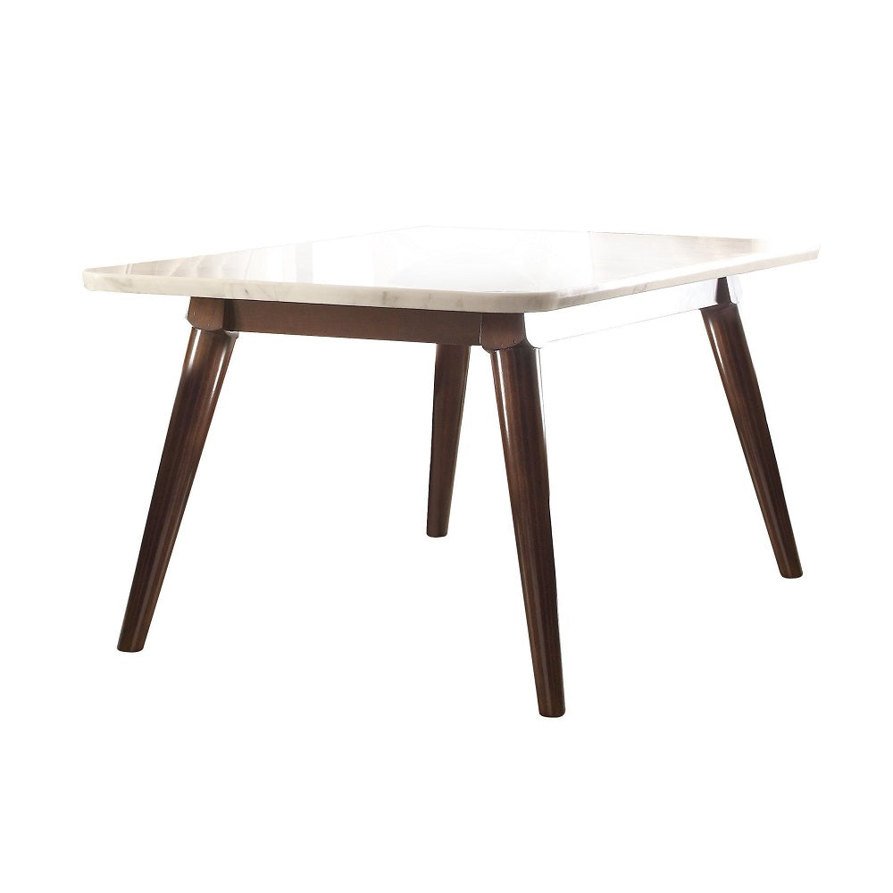 Gasha Dining Table - White Marble Top & Walnut – view 3