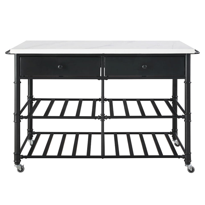 Emery - Kitchen Island - White Cultured Marble Top & Gray