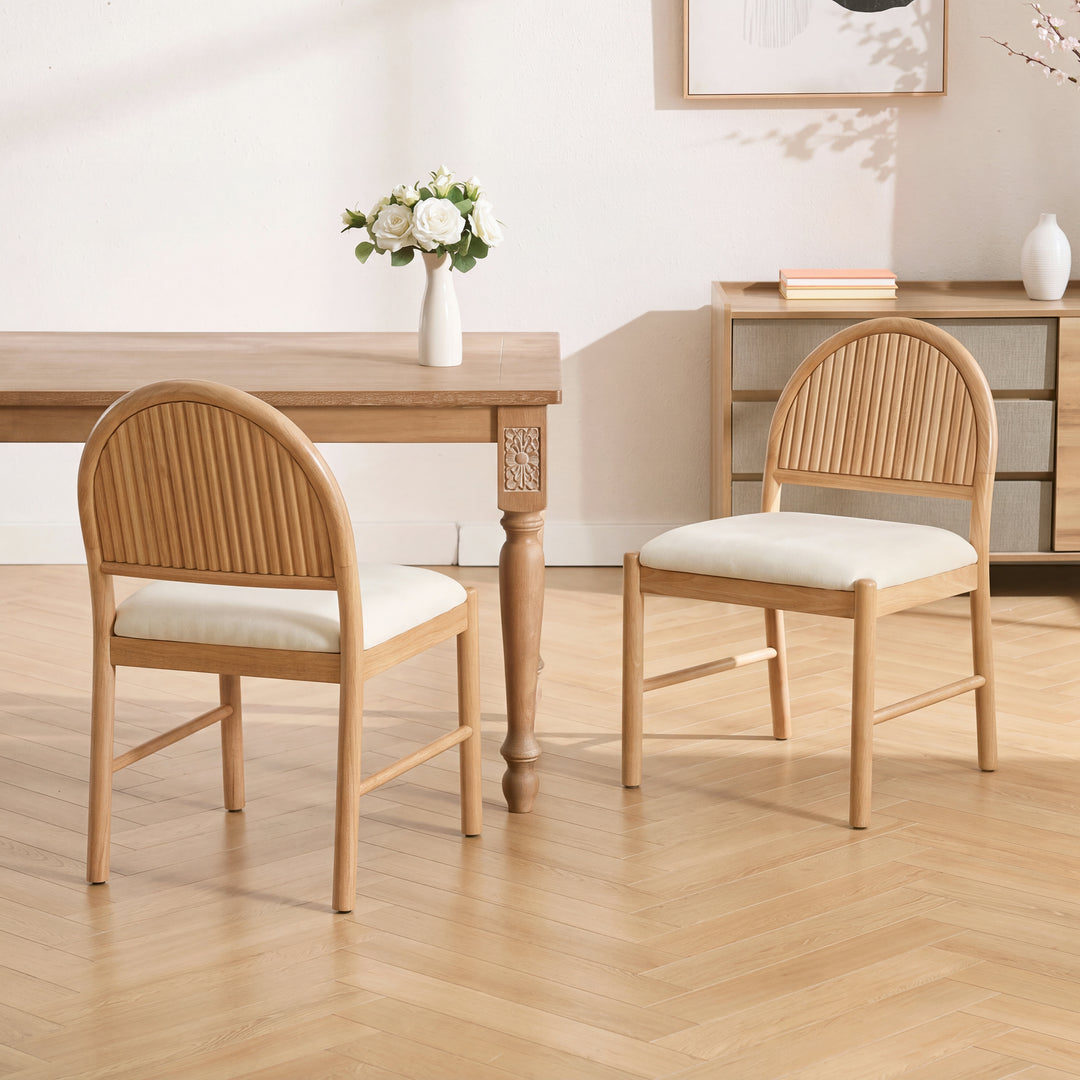 Fluted Back Rubberwood Dining Chair – Natural (Set of 2)