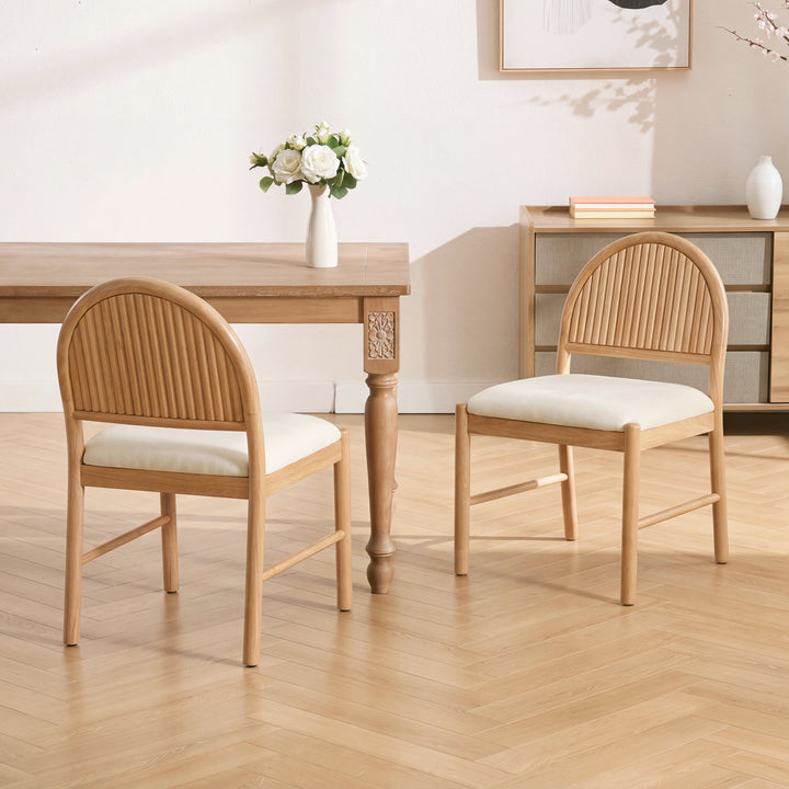 Fluted Back Rubberwood Dining Chair – Natural (Set of 2)