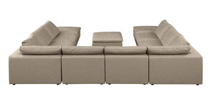DivanItalia 1100 Top-Grain Italian Leather 11-Piece Sectional with Chaise - Beige