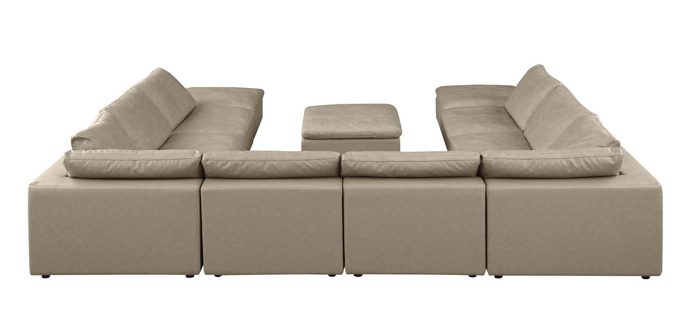 DivanItalia 1100 Top-Grain Italian Leather 11-Piece Sectional with Chaise - Beige