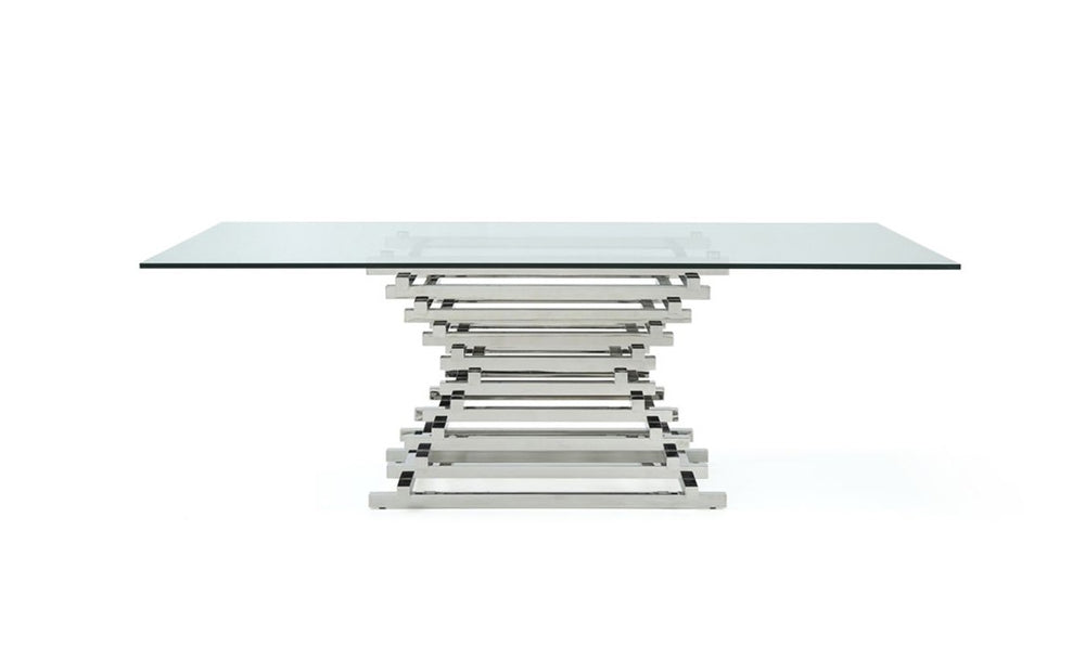 Crawford Modern Rectangular Glass Dining Table - View 8