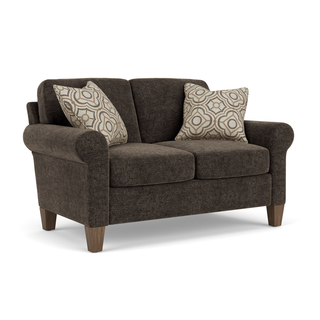 Moxy  Fabric Loveseat  Dark Brown