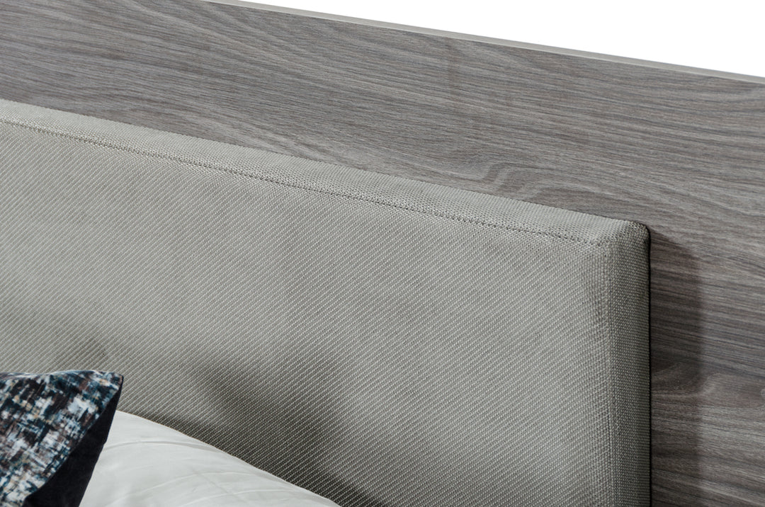 Enzo Italian Modern Grey Oak & Fabric 4-Piece Bedroom Set