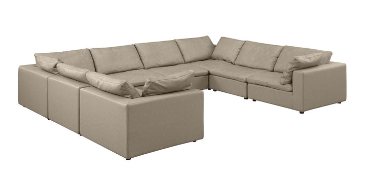 DivanItalia 1100 8-Piece U-Shaped Sectional in Top-Grain Italian Leather - Beige