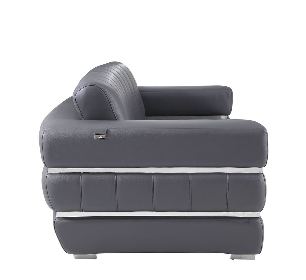 DivanItalia 904 Sofa in Top-Grain Italian Leather - Dark Gray