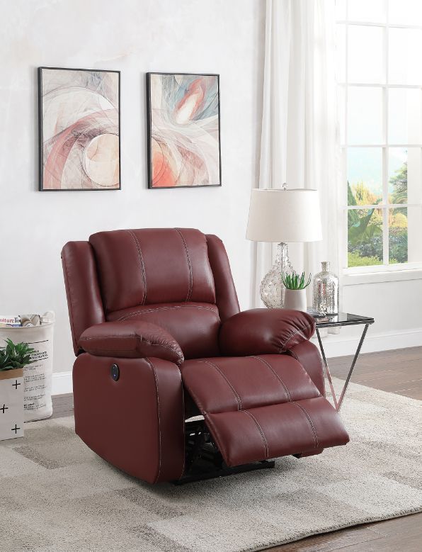 Zuriel - Power Motion Recliner With USB - Red Synthetic Leather