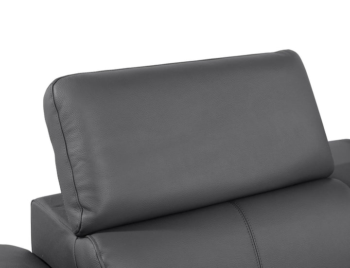 DivanItalia 1246 5-Piece L-Shaped Modular Power Reclining Sectional with Power Headrests – Top Grain Italian Leather - Dark Gray