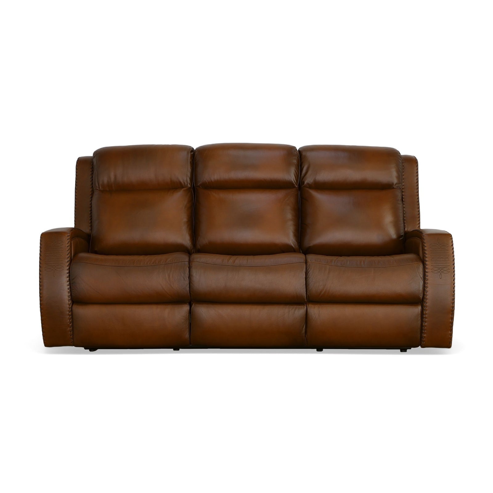 Mustang Leather Power Sofa with Power Headrest in Rust