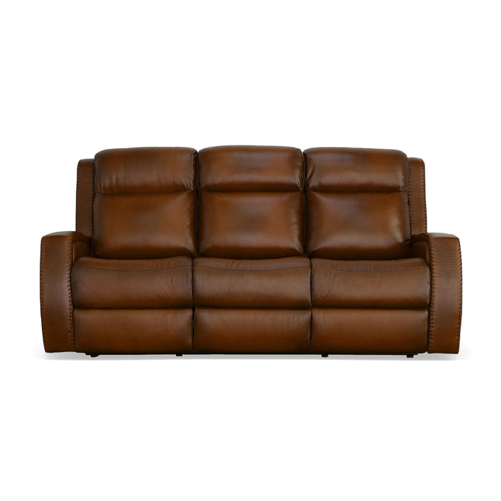 Mustang Leather Power Sofa with Power Headrest in Rust