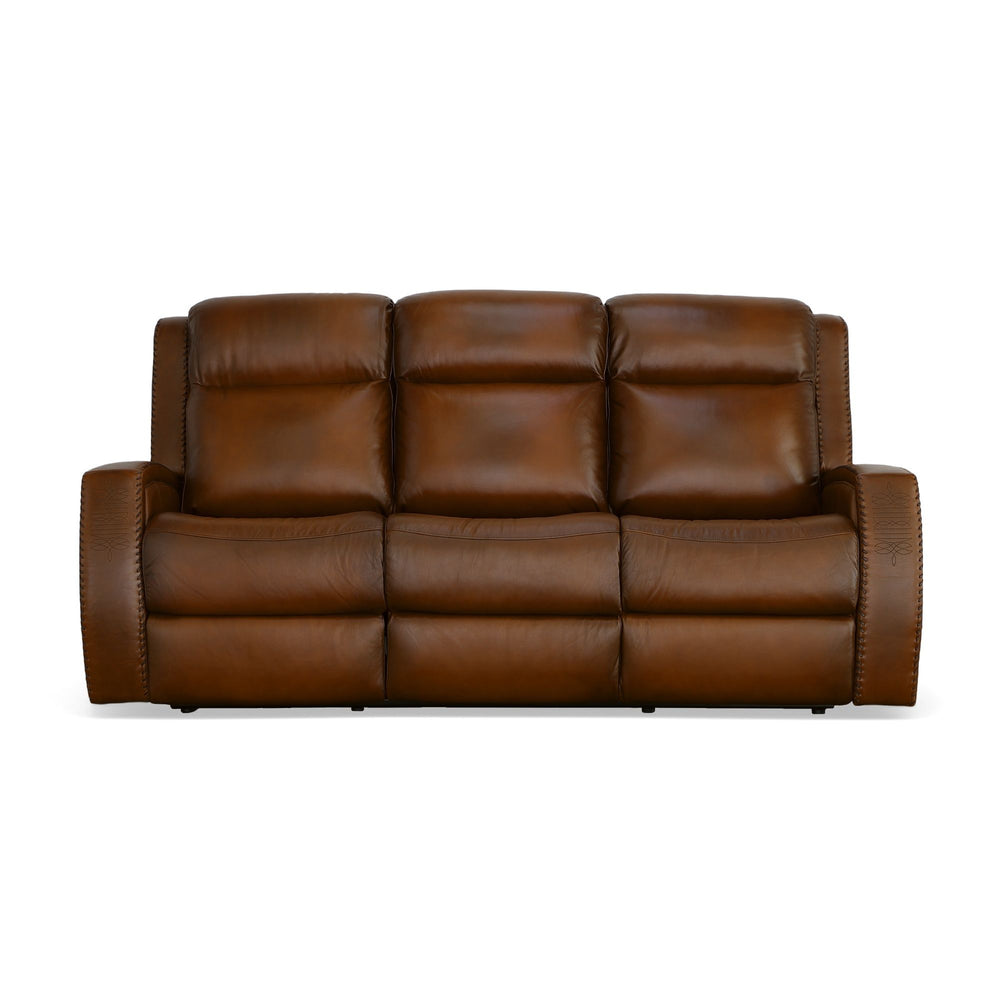 Mustang Leather Power Sofa with Power Headrest in Rust