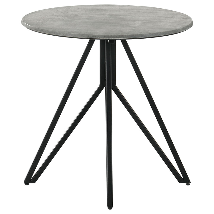 Coaster Furniture 736177 Hadi Round SmartTop Side End Table Cement and Gunmetal