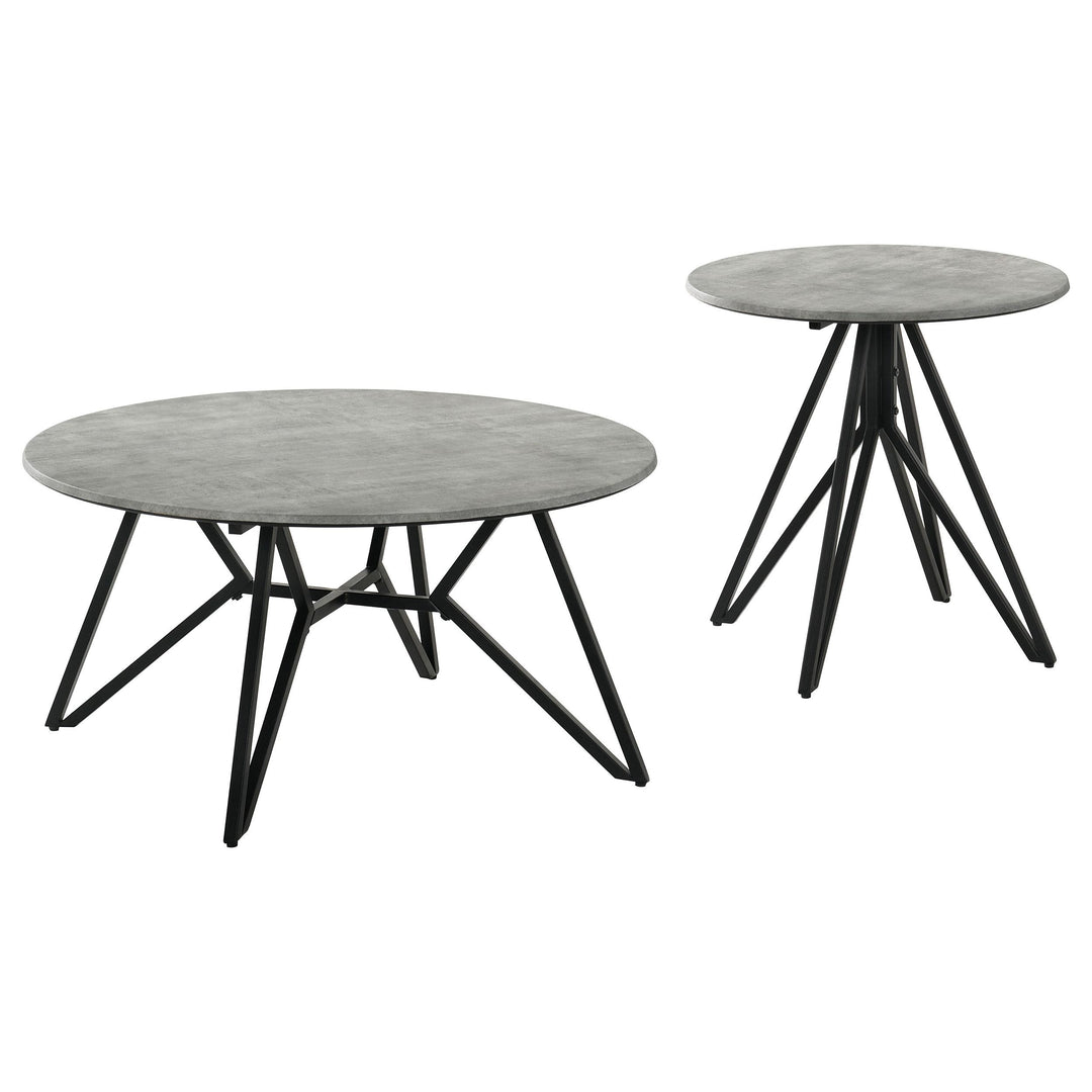 Coaster Furniture 736178-S2 Hadi 2-Piece Round SmartTop Coffee and End Table Set Cement