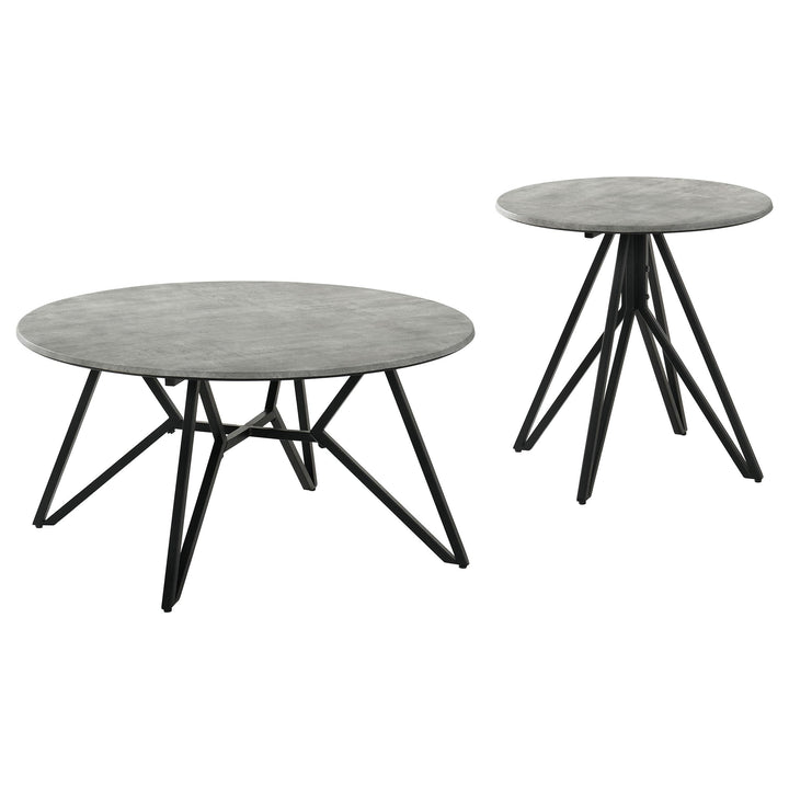 Coaster Furniture 736178-S2 Hadi 2-Piece Round SmartTop Coffee and End Table Set Cement