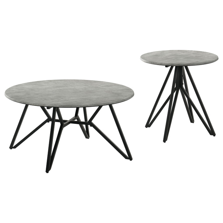 Hadi - 2 Piece Round Smarttop Coffee And End Table Set - Cement