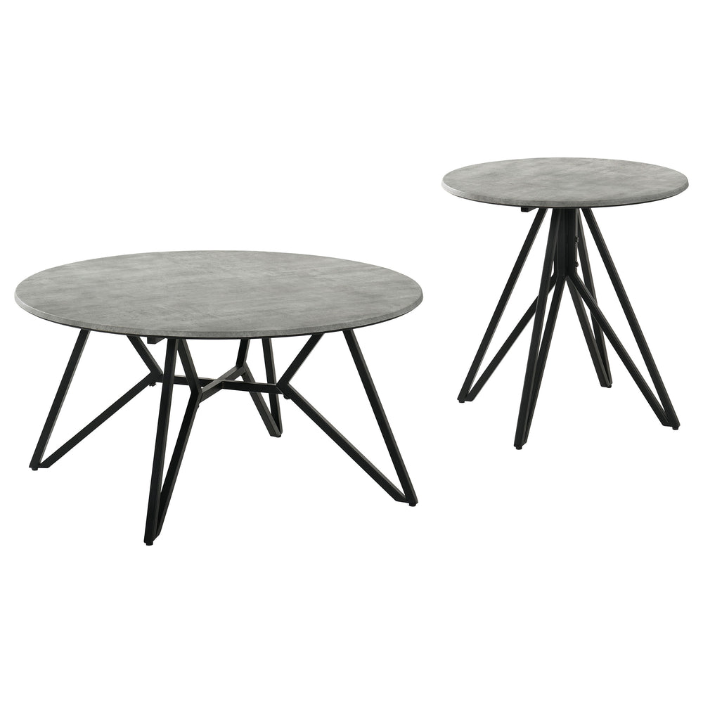 Hadi - 2 Piece Round Smarttop Coffee And End Table Set - Cement