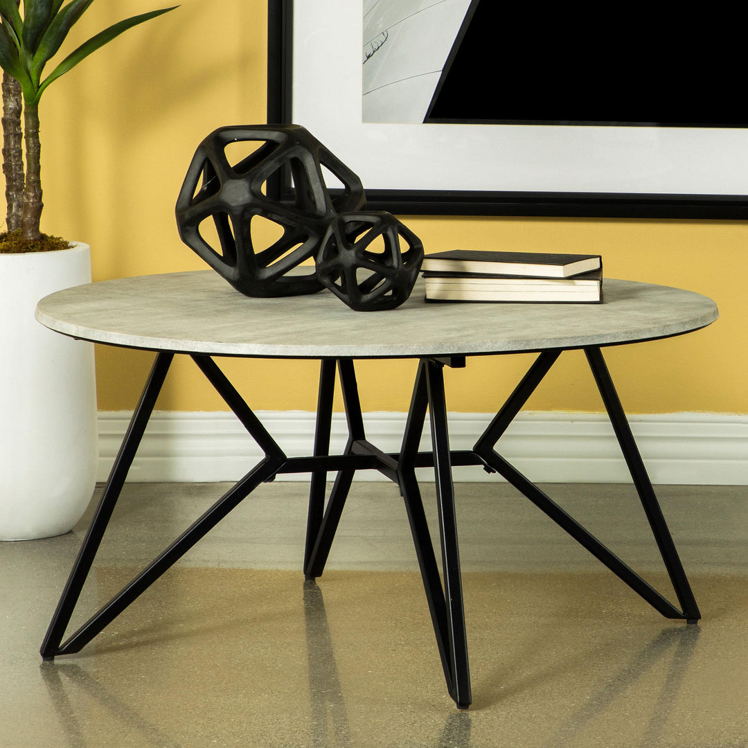 Coaster Furniture 736178 Hadi Round SmartTop Coffee Table Cement and Gunmetal