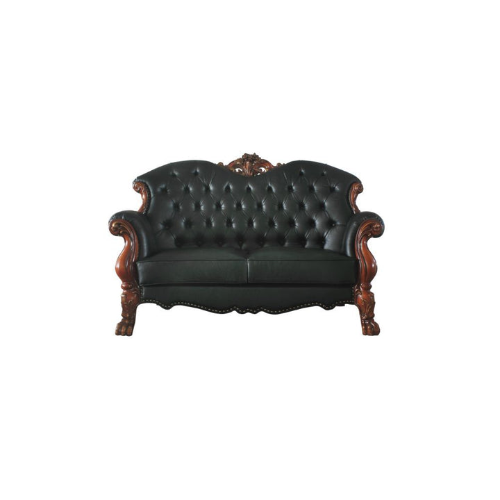 Dresden - Loveseat With 3 Pillows - Synthetic Leather & Cherry Oak