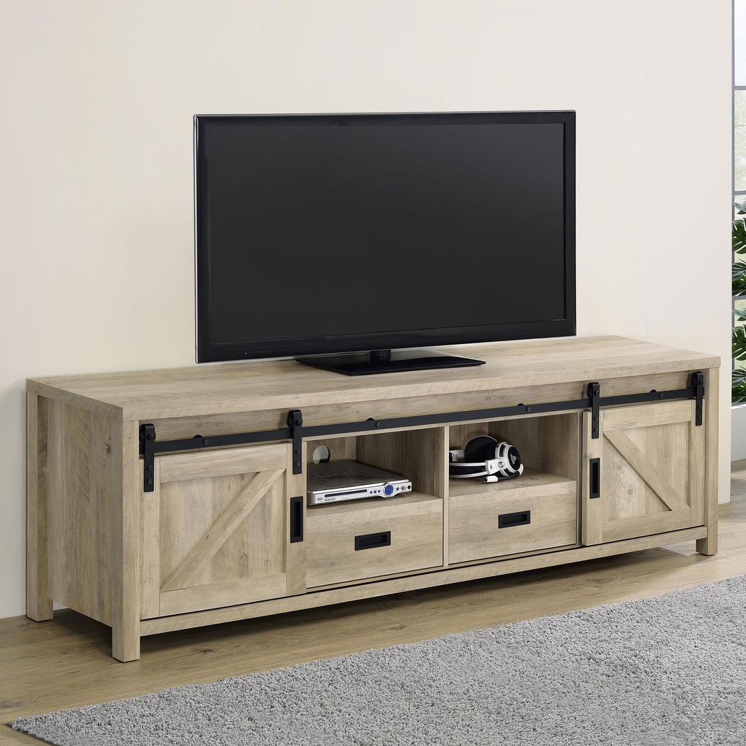 Coaster Furniture 736263 Madra 2-door Engineered Wood 79" TV Stand Distressed Pine