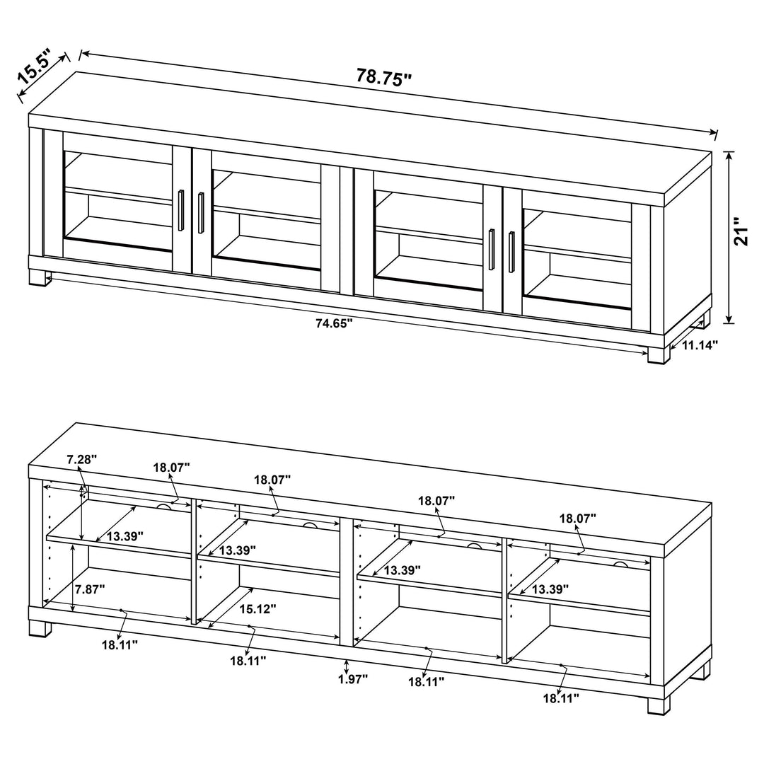 Coaster Furniture 736293 Sachin 4-door Engineered Wood 79" TV Stand Dark Pine