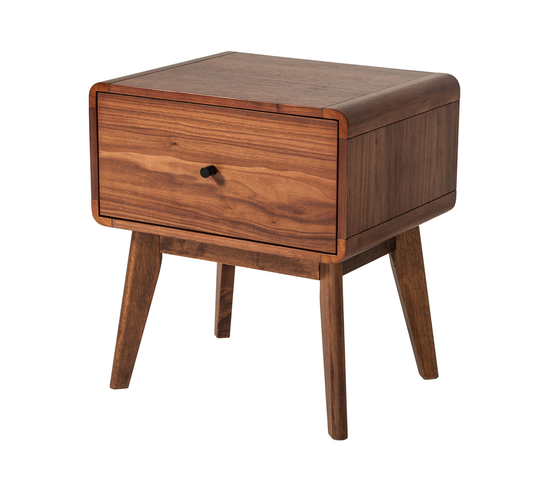 Carmen + Marshall Mid-Century Modern Walnut Bed + Nightstands Set