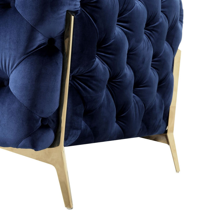 Sheila - Transitional Dark Blue Fabric Loveseat