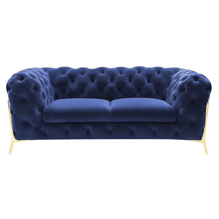 Sheila - Transitional Dark Blue Fabric Loveseat