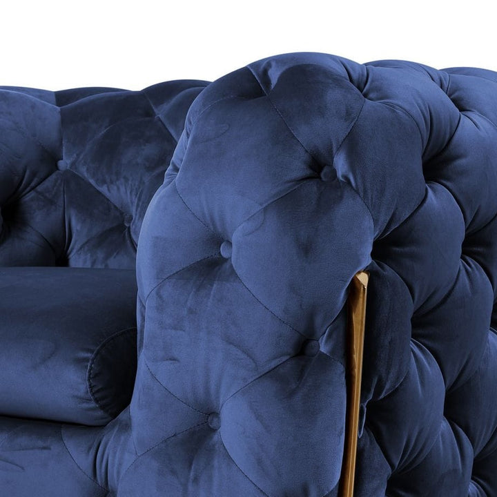 Sheila - Transitional Dark Blue Fabric Loveseat
