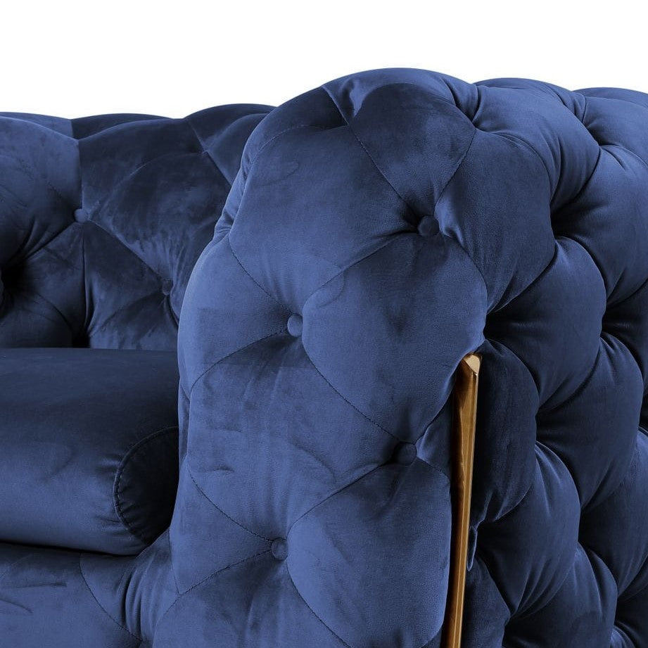 Sheila - Transitional Dark Blue Fabric Loveseat