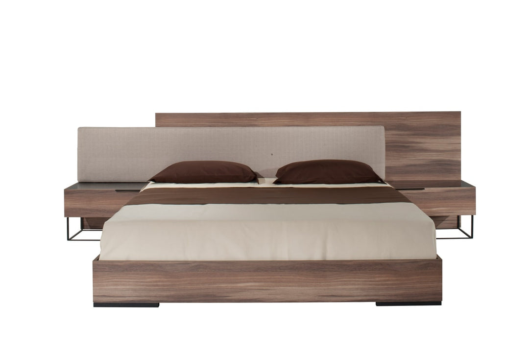 Matteo - Italian Modern Walnut & Fabric Bed