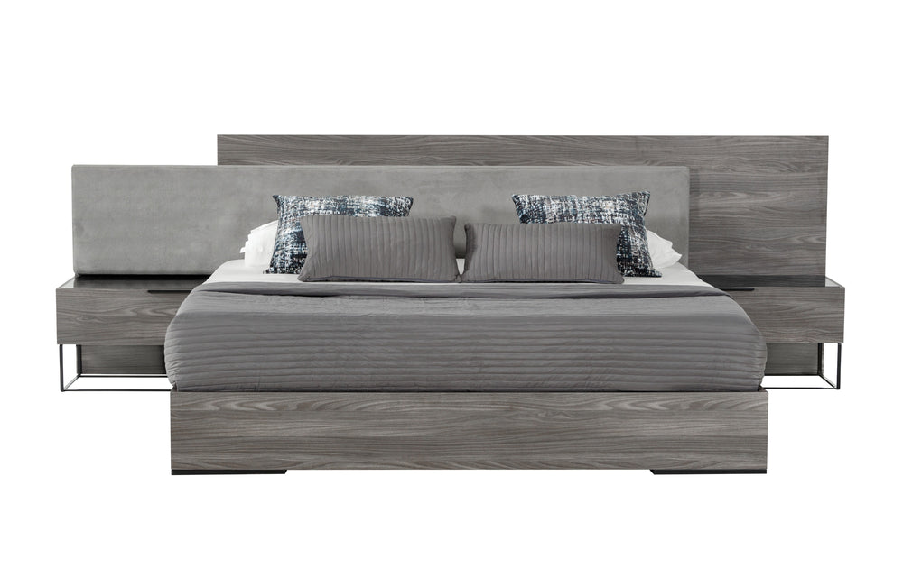 Enzo Italian Modern Grey Oak & Fabric 4-Piece Bedroom Set - View 7