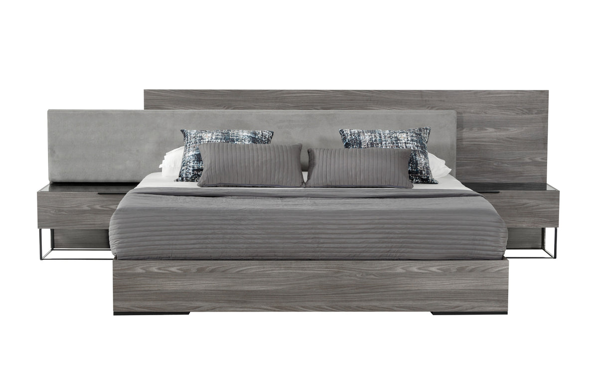 Enzo Italian Modern Grey Oak & Fabric 4-Piece Bedroom Set - View 7