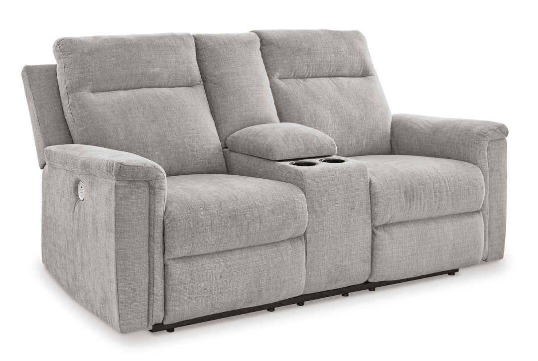 Barnsana - Dbl Power Reclining Loveseat with Console - Ash