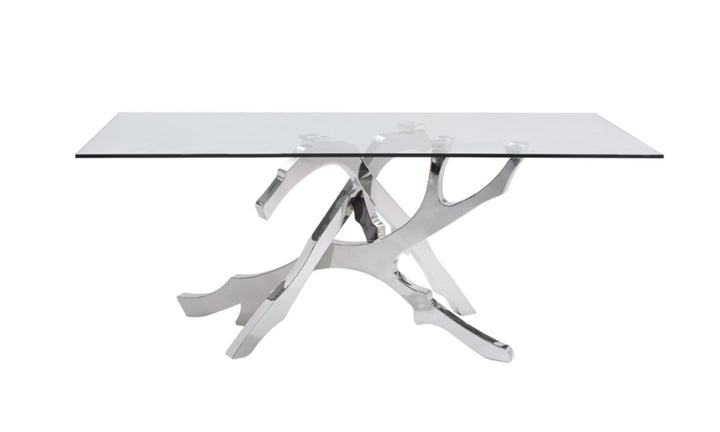 Legend Modern Glass &amp; Stainless Steel Dining Table